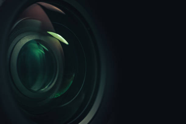 istock Close up beautiful camera lens of black background. Macro view. 1183091666