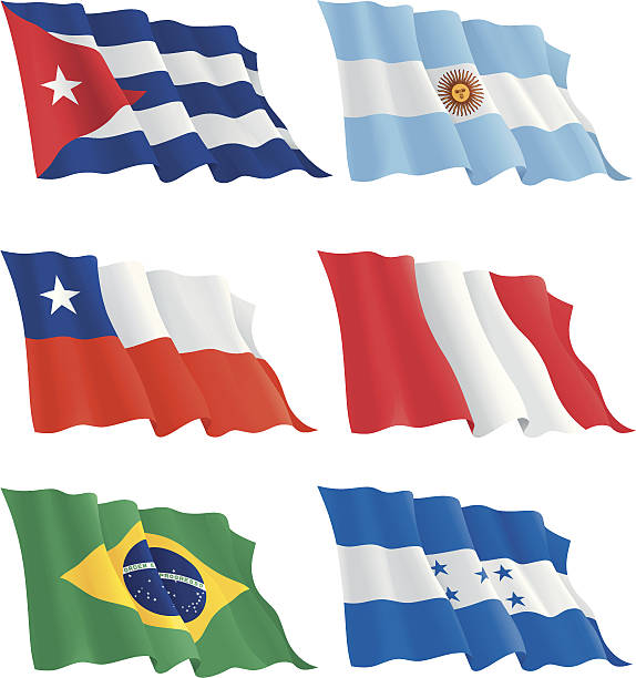 флаги южной и северной америки стран - argentina honduras stock illustrations