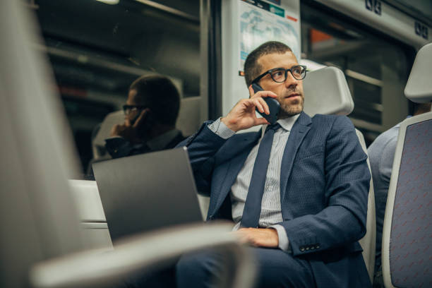 istock Gentleman riding in subway train alone 1183093225