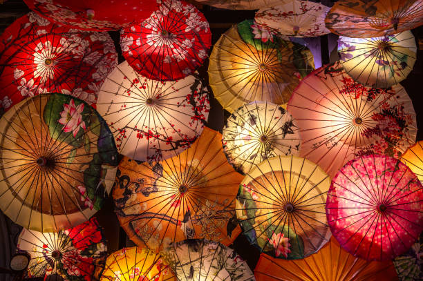istock Decorative oriental sun protection umbrellas 1183095532