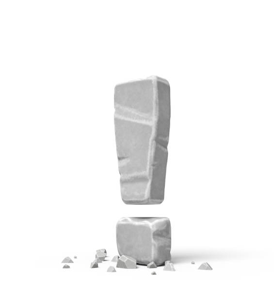 istock 3d rendering of stone concrete exclamation mark 1183097322