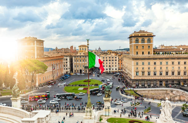 istock Skyline Rome with Italian Flag 1183100749