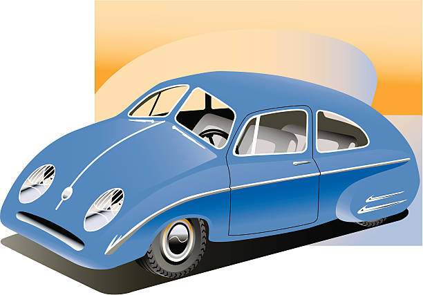 1940s style retro sedan vector art illustration