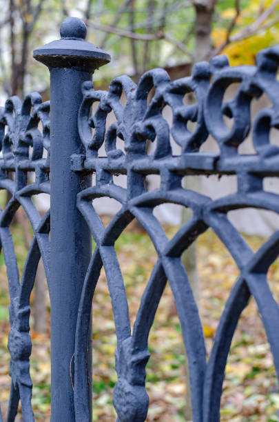 istock Close-up fragment cast-iron fence. 1183106078