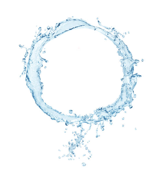 istock Water splashes in a circle on a white background 1183107904
