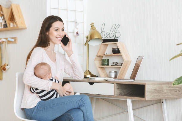 Cheerful young woman enjoying her maternity leave
