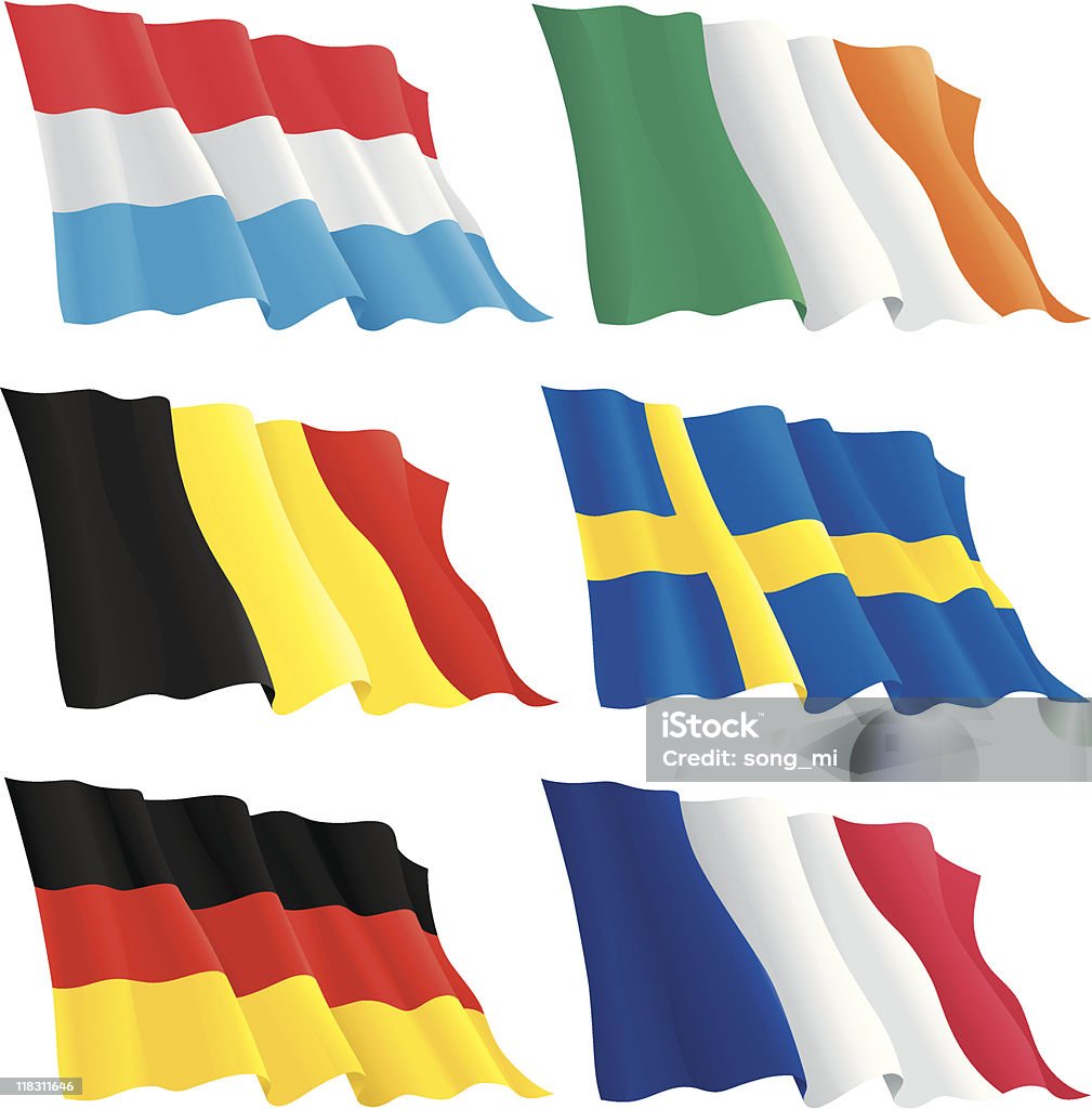 Flaggen von Europen Länder - Lizenzfrei Irische Flagge Vektorgrafik