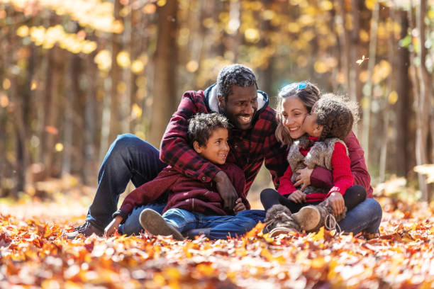 Mixed raced family portrait