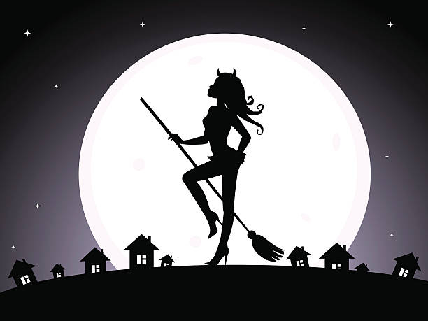Halloween: sexy czarownica Taniec z nią materiałów – artystyczna grafika wektorowa