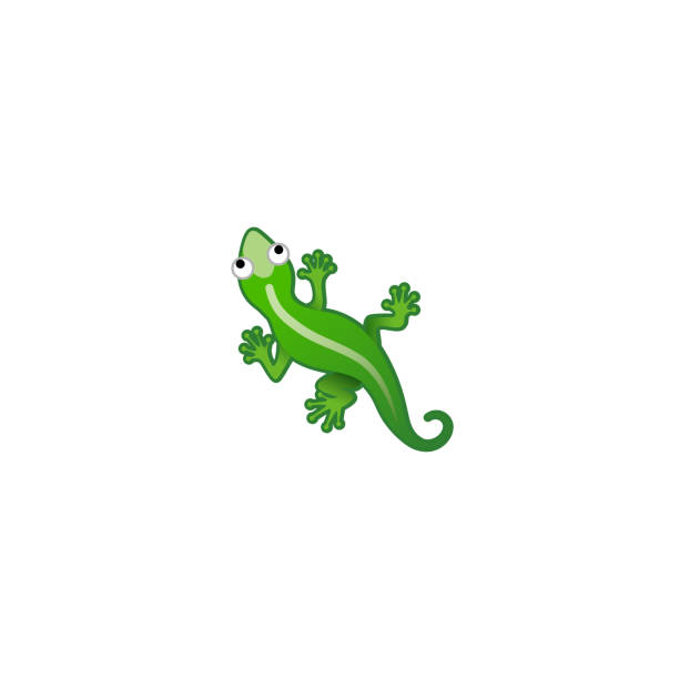 eidechse isoliert realistische vektor-symbol. grüne anole, leguan illustration emoji, emoticon, symbol - lizard stock-grafiken, -clipart, -cartoons und -symbole