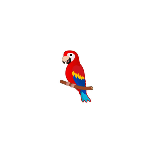 Parrot Isolated Realistic Vector Icon. Ara Chloropterus, Macaw Bird Illustration Emoji, Emoticon, Icon Parrot Isolated Realistic Vector Icon. Ara Chloropterus, Macaw Bird Illustration Emoji, Emoticon, Icon green winged macaw stock illustrations