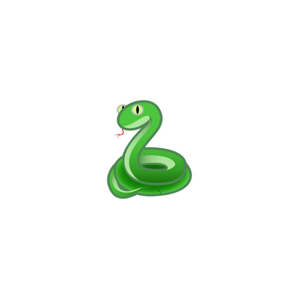 wąż izolowane realistyczne ikona wektora. green snake ilustracja emoji, emotikon, ikona naklejki - snake wildlife tropical rainforest reptile stock illustrations