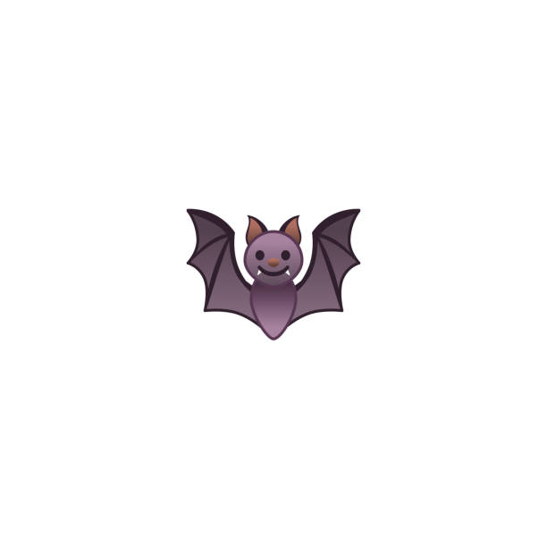 ilustrações, clipart, desenhos animados e ícones de ícone realista isolado do vetor do bastão. emoji da ilustração do bastão, emoticon, ícone da etiqueta - bat cartoon halloween wing