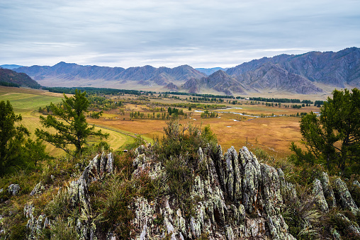 Russia, Altai Mountains, Ongudaysky District, Uch-Enmek Natural Park