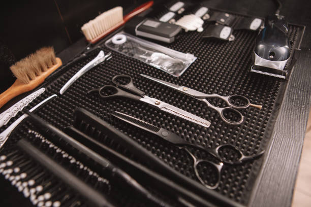 istock Tools of a professional barber on the table 1183137199