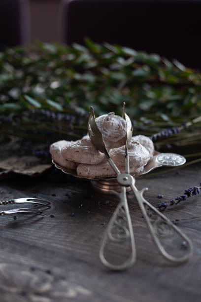 istock sweet dessert, meringue in a silver vase 1183138859