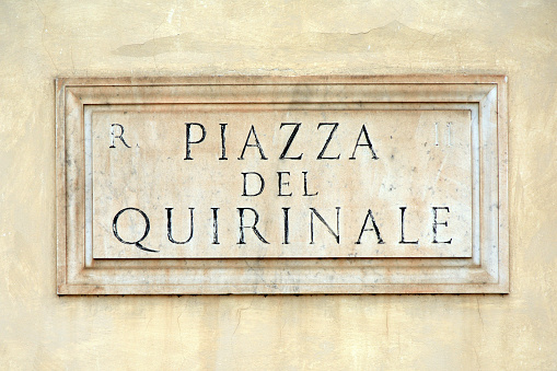 Street sign of the Piazza del Quirinale in Rome - Italy.