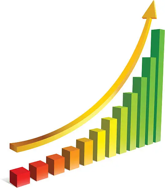 Vector illustration of Upgrowing 3D graph