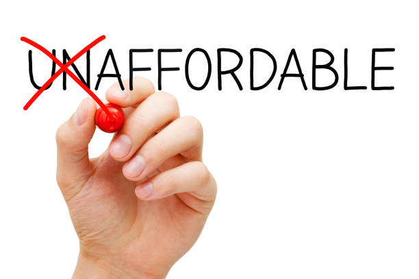 Unaffordable Into Affordable Handwritten Concept Hand writing a concept changing the word Unaffordable into Affordable with red marker isolated on white background. inexpensive stock pictures, royalty-free photos & images