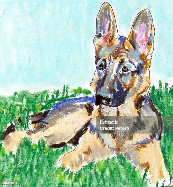 Vetores de German Sheppard Estou Crescente e mais imagens de Cão Pastor Alemão - Cão Pastor Alemão, Desenho, Animal