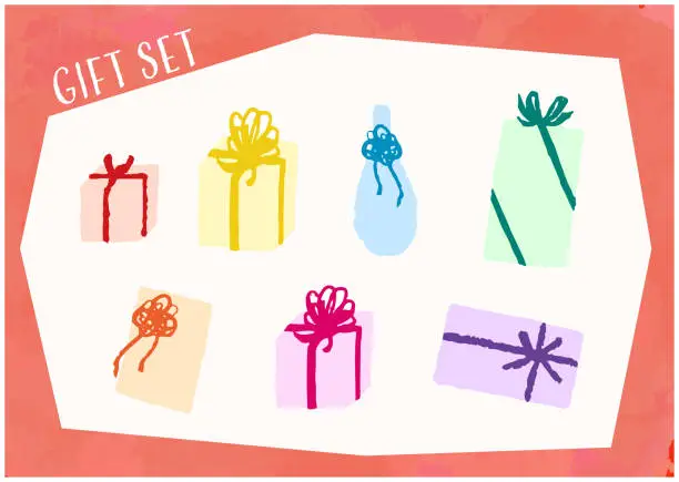 Vector illustration of Hand drawn illustration of colorful presents