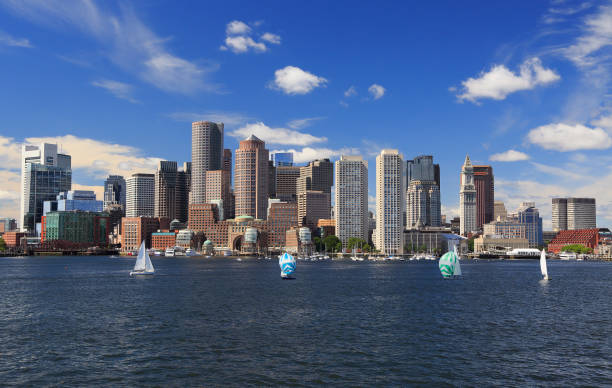 istock Boston skyline with colorful sailing boats on the foreground 1183146764