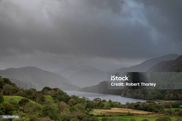 A Weather Front Moving Through Nant Gwynant And A Choppy Llyn Gwynant In The Snowdonia National Park Stock Photo - Download Image Now