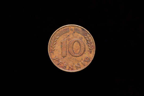 istock Old German 10 Pfennig coin from 1950, reverse 1183150465