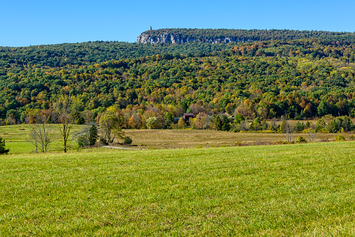 Landscape view of the Autumn colors in New Paltz, New York