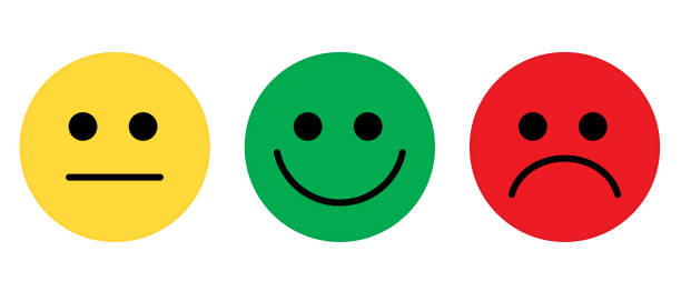 istock Happy bad normal good emoji vector yellow green and red. Vector circle face. 1183151886