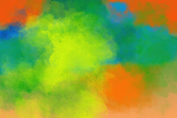 istock Watercolor Background Orange Chartreuse Green Orange Blue 1183152283