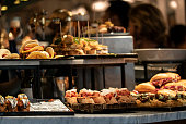 Tapas and pinchos in a tapas bar in Spain