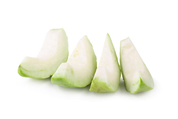 istock Guava fruit cut out isolated on the white background 1183158464