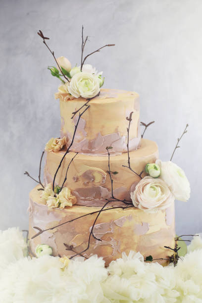 istock Beautiful festive cake biscuit with different creams 1183160295