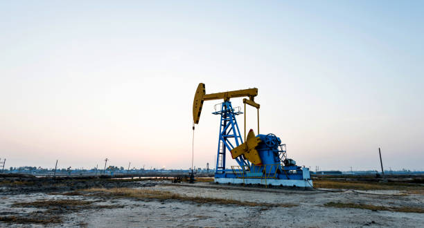 istock Oil pump in a field under the sky 1183160389