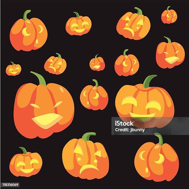 Pumpkins Stock Illustration - Download Image Now - Anger, Autumn, Black Background