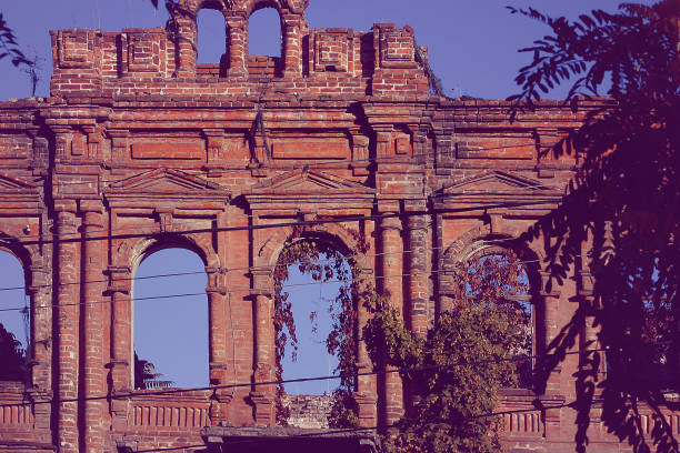 Destroyed and ruined house have just one wall