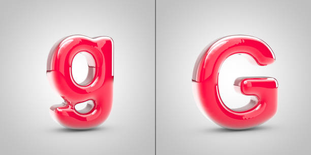 Nail Polish letter G isolated on white background. 3d pink glossy alphabet font.