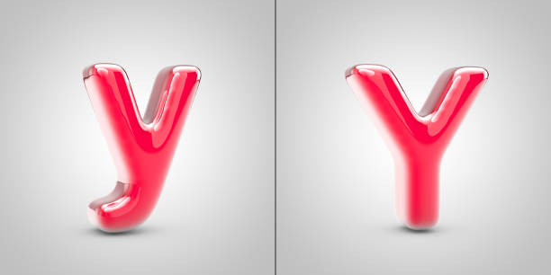Nail Polish letter Y isolated on white background. 3d pink glossy alphabet font.