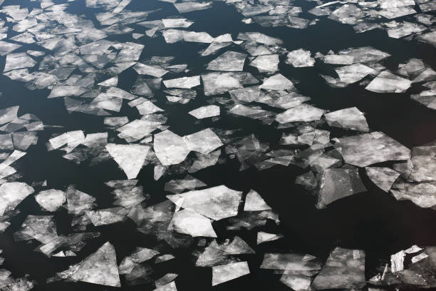 istock Drifting on the river. Fragments of ice float on river. 1183165285