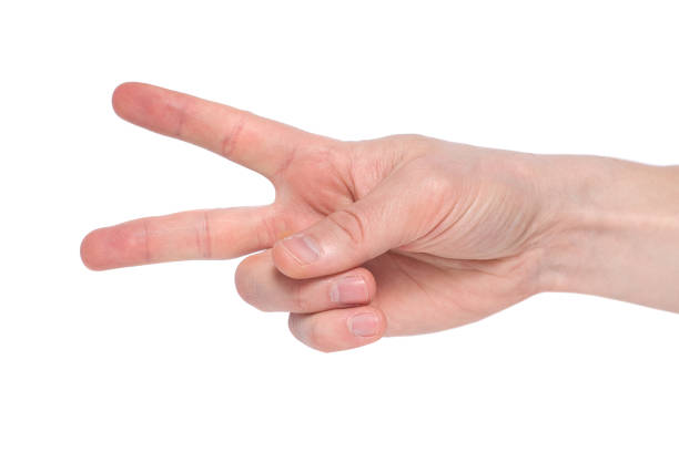 istock Man showing number two on white background 1183165732