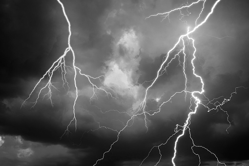 Lightning during storm at night
