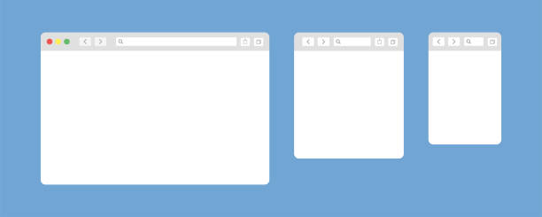 브라우저 창 격리 벡터 웹 요소입니다. 모바일 장치 디자인을 위한 브라우저 창이 있는 템플릿을 디자인합니다. 빈 템플릿. 웹 사이트 템플릿 디자인. 웹 사이트 디자인에 대한 모형. - browser window stock illustrations