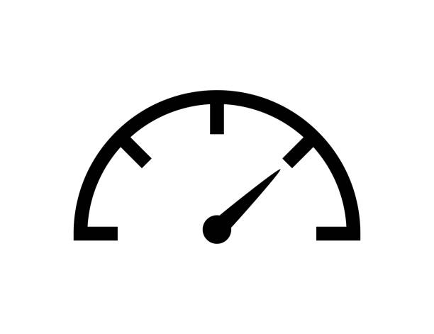 속도계 아이콘 벡터 격리 된 디자인 요소입니다. 속도 표시기 기호입니다. 인터넷 속도. 자동차 속도계 아이콘입니다. 빠른 속도 기호 로고입니다. - gauge stock illustrations