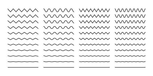 fala ustawiona w abstrakcyjnym stylu na białym tle. element dekoracyjny. geometryczny design. ilustracja wektorowa ocean. konstrukcja linii wektorowych. fala dźwięku wektora. zestaw grafiki wektorowych. - tylda stock illustrations