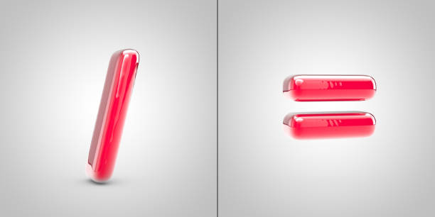 Nail Polish symbol slash and equals isolated on white background. 3d pink glossy alphabet font.