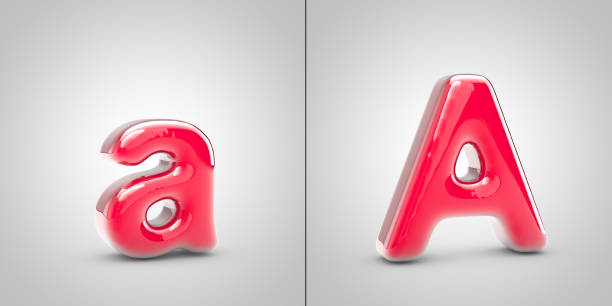 Nail Polish letter A isolated on white background. 3d pink glossy alphabet font.
