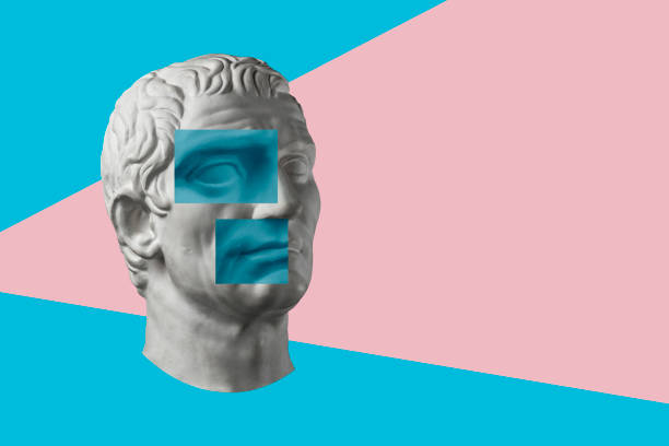 istock Contemporary art concept collage with antique statue head in a surreal style. Modern unusual art. 1183172345