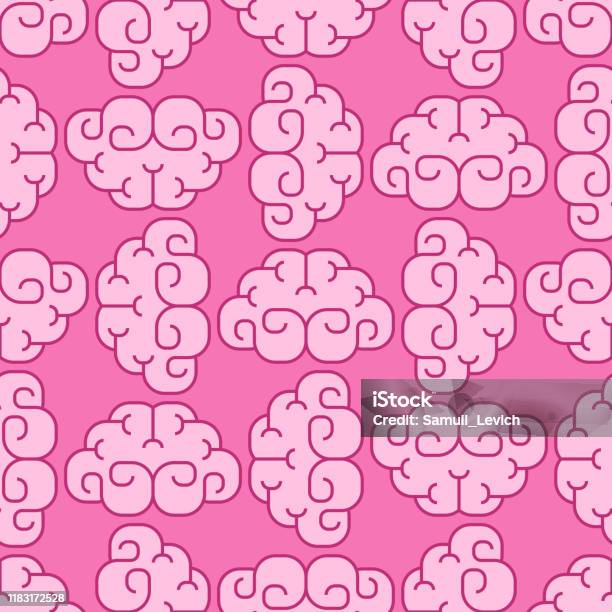 Brain Cartoon Pattern Seamless Brains Background Vector Texture Stock ...