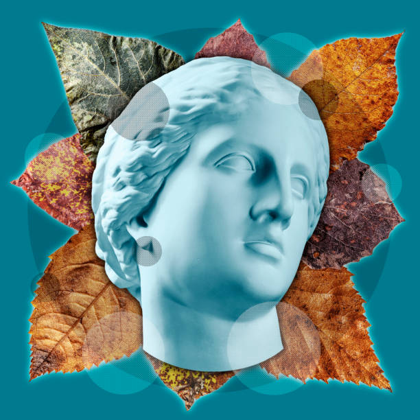 istock Contemporary art concept collage with antique statue head in a surreal style. Modern unusual art. 1183172961